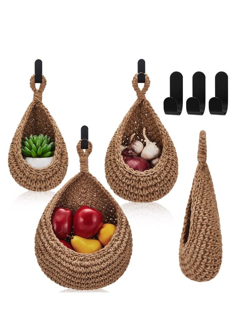 SYOSI Wall Hanging Fruit Baskets for Kitchen, Hanging Wall Vegetable Fruit Baskets Boho Wall Basket, Woven Basket for Kitchen Storage Vegetable Fruit Products, Tomato Potato and Onion Storage Box - Image 1