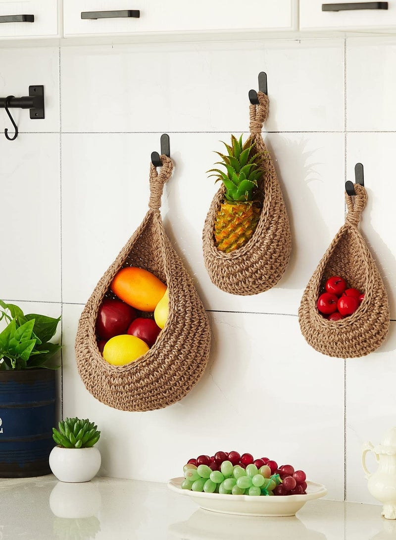SYOSI Wall Hanging Fruit Baskets for Kitchen, Hanging Wall Vegetable Fruit Baskets Boho Wall Basket, Woven Basket for Kitchen Storage Vegetable Fruit Products, Tomato Potato and Onion Storage Box - Image 5