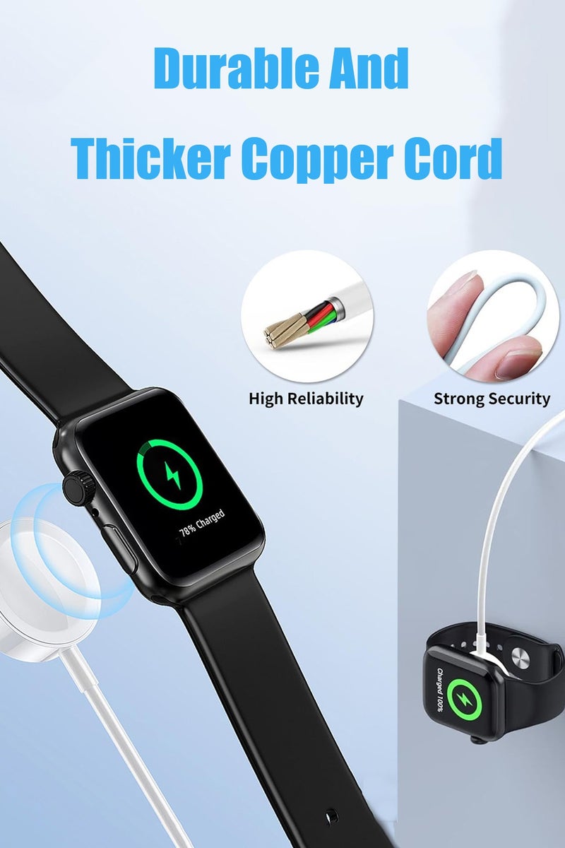 STEELCORE Magnetic Watch Charging Cable, USB‑C 1M Nylon Braided Fast Charger, Compatible for Smart Watch Series 9/8/7/6/5/4/3/2/1, SE, Ultra & Ultra 2, White - Image 5