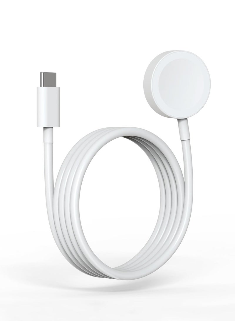 STEELCORE Magnetic Watch Charging Cable, USB‑C 1M Nylon Braided Fast Charger, Compatible for Smart Watch Series 9/8/7/6/5/4/3/2/1, SE, Ultra & Ultra 2, White - Image 1