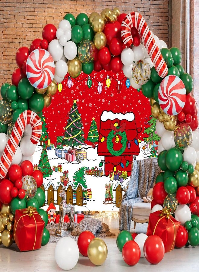 CINRAY Comic Christmas Red House Backdrop 7x5FT Winter Snowy Night Xmas Tree Kennel Photography Background for Kids Winter Holiday Christmas Party Decorations Supplies Photo Props - Image 5