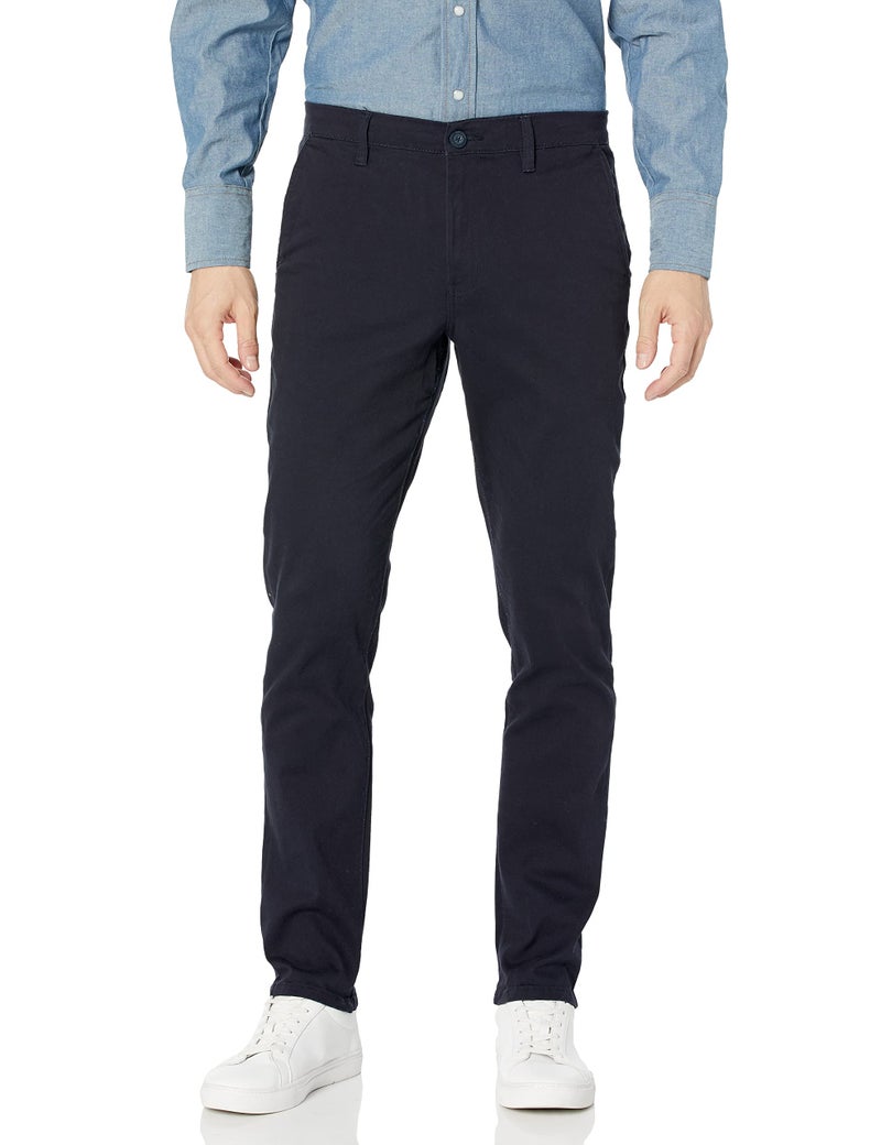 WT02 Mens Long Basic Stretch Skinny Chino Pant NavyNew 40X32