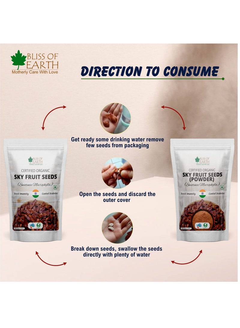 بليس اوف ايرث بذور فاكهة السماء ، سويتينيا ماكروفيلا ، الماهوجني ، بذور اللوز لمرض السكري والمناعة 200 جم - Image 2