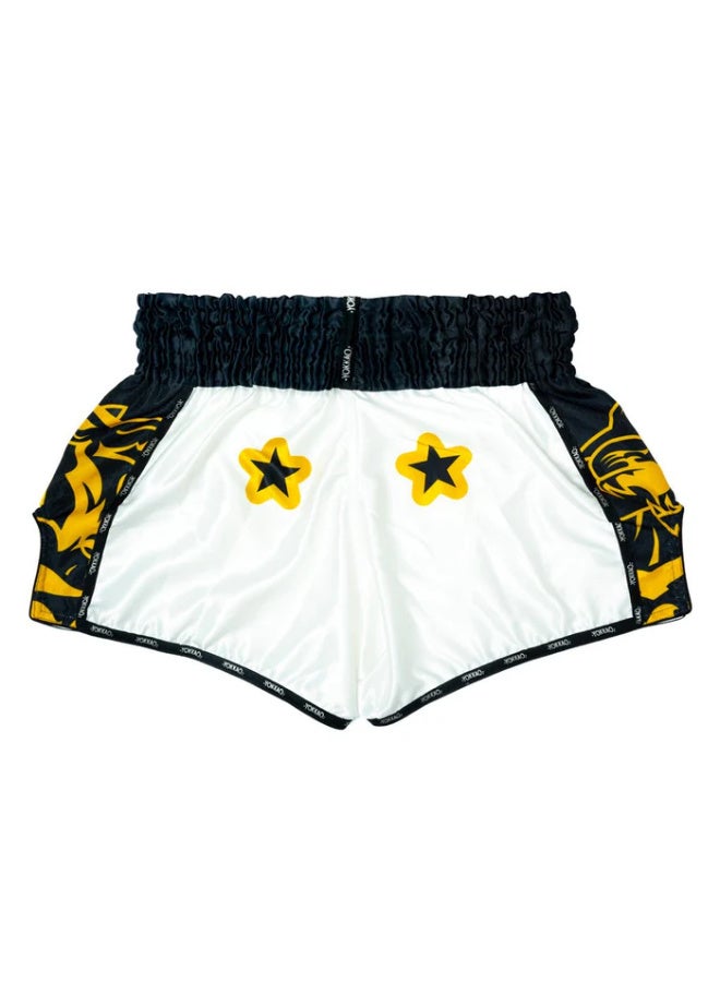 YOKKAO ORIGINAL GOLD MUAY THAI SHORTS WHITE - Image 2