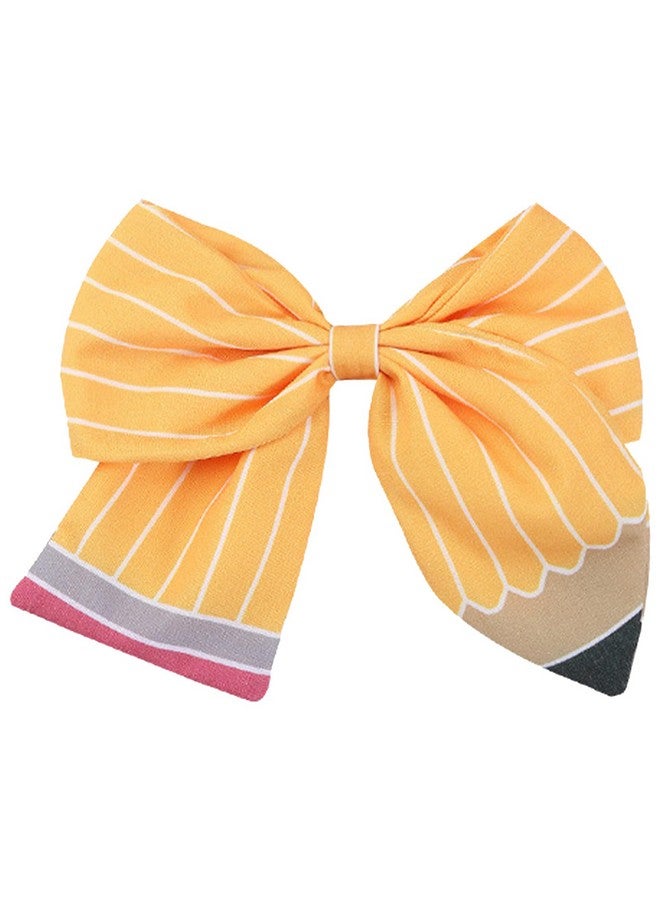 AIDVPOD Back to School Bow Hair Clips Yellow Pencil Hair Bow Clips Sparkling Sequin Pencil Apple Alligator Clips Hair Accessories for Little Girls, Toddlers, Kids, and Teens - Image 1