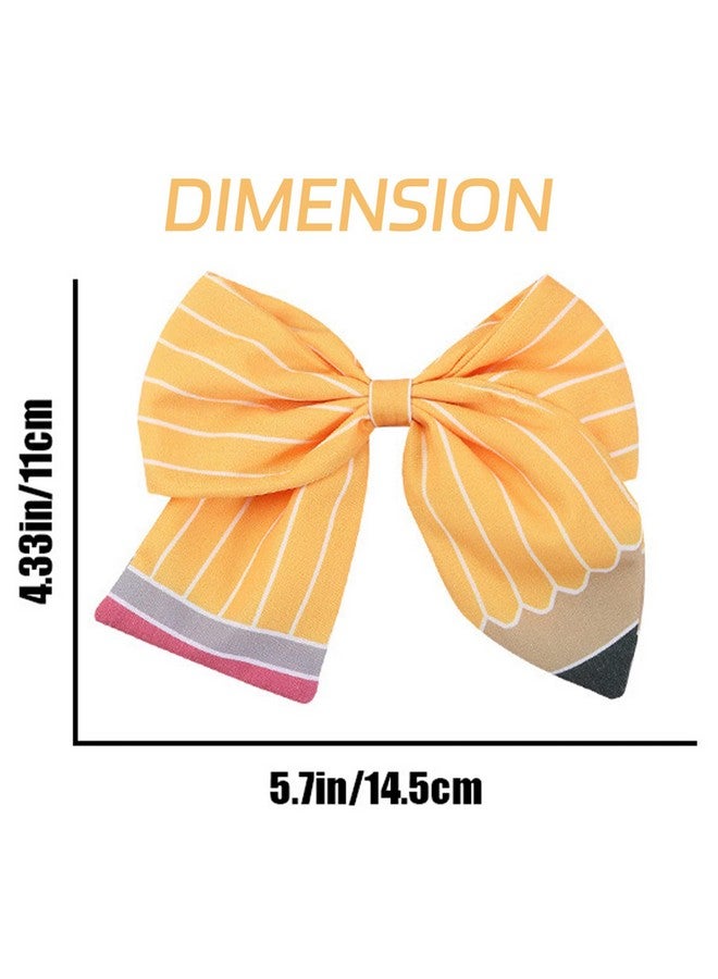 AIDVPOD Back to School Bow Hair Clips Yellow Pencil Hair Bow Clips Sparkling Sequin Pencil Apple Alligator Clips Hair Accessories for Little Girls, Toddlers, Kids, and Teens - Image 2