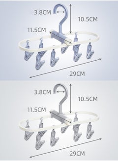 sokany 2 Pack Foldable Clothes Drying Rack, 12 Clips Laundry Hanger for Socks, Underwear, Drying Towels and Baby Clothes (Blue/Grey)  - Image 2