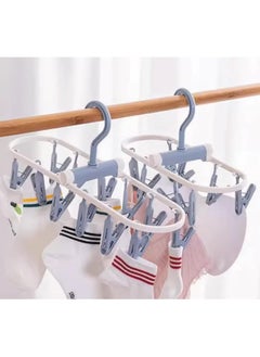 sokany 2 Pack Foldable Clothes Drying Rack, 12 Clips Laundry Hanger for Socks, Underwear, Drying Towels and Baby Clothes (Blue/Grey)  - Image 5