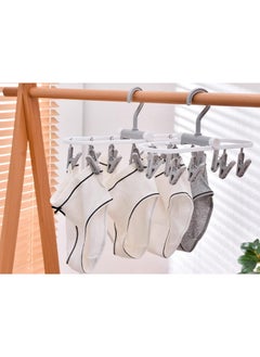 sokany 2 Pack Foldable Clothes Drying Rack, 12 Clips Laundry Hanger for Socks, Underwear, Drying Towels and Baby Clothes (Blue/Grey)  - Image 4