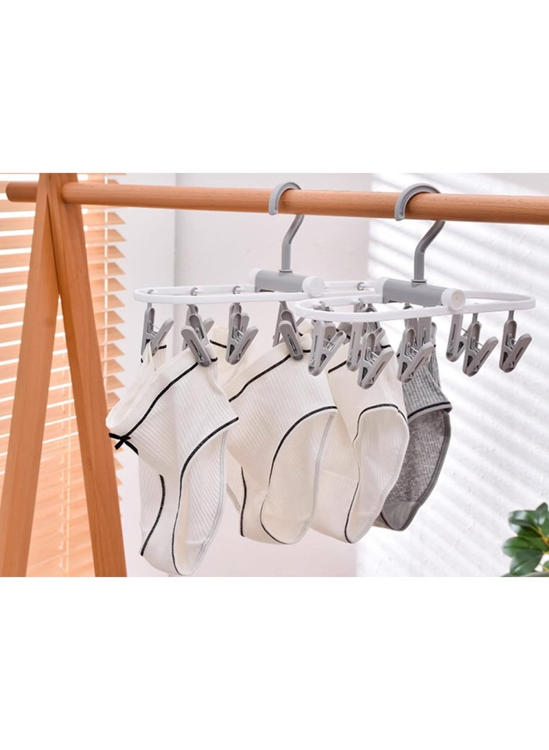 sokany 2 Pack Foldable Clothes Drying Rack, 12 Clips Laundry Hanger for Socks, Underwear, Drying Towels and Baby Clothes (Blue/Grey) - Image 4