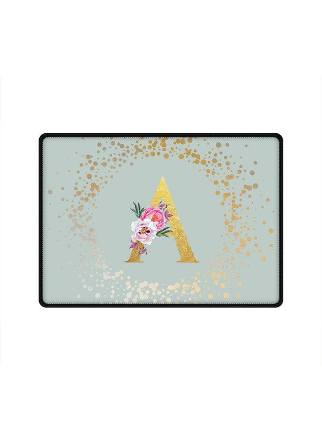 Stylizedd - Designer Gaming Mouse Pad Anti-Skid Mousepad Large Keyboard Mouse Pad Desk Mat Custom Monogram Initial Letter Floral Pattern Alphabet - A(Light Grey) - Image 1