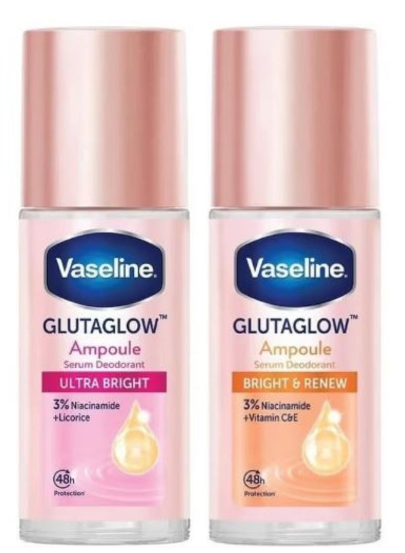 فازلين مزيل العرق سيروم فيسيلين جلوتا جلو، تركيبة مكثفة، حماية تدوم حتى 48 ساعة - إصدار نقي للغاية/ إصدار مُجدد للبشرة، (عبوتين) كل عبوة 45 مل - Image 1