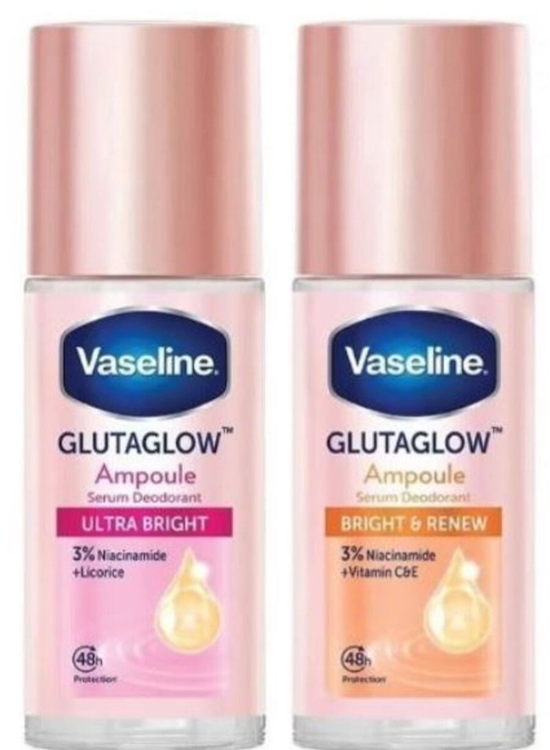 فازلين مزيل العرق سيروم فيسيلين جلوتا جلو، تركيبة مكثفة، حماية تدوم حتى 48 ساعة - إصدار نقي للغاية/ إصدار مُجدد للبشرة، (عبوتين) كل عبوة 45 مل - Image 2