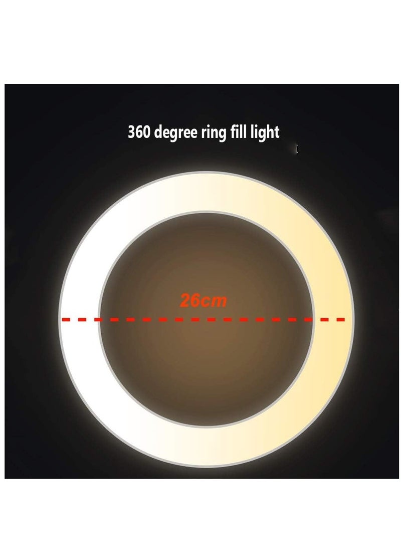 ELTRAZONE - LED Ring Light Dimmable LED Desktop Fill Light 3 Colors Modes with 2/3 Phone Holders Curved Lampshade Design Eye Protection Without Glare for Live Stream Makeup (Color : A) - Image 1
