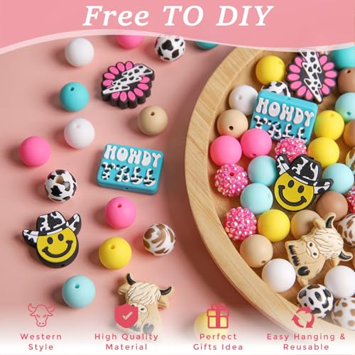 MUBYOK F01 Western Car Freshie Hangers Making Kit DIY Silicone Beads Hanging Charms Accessories Supplies - Image 4