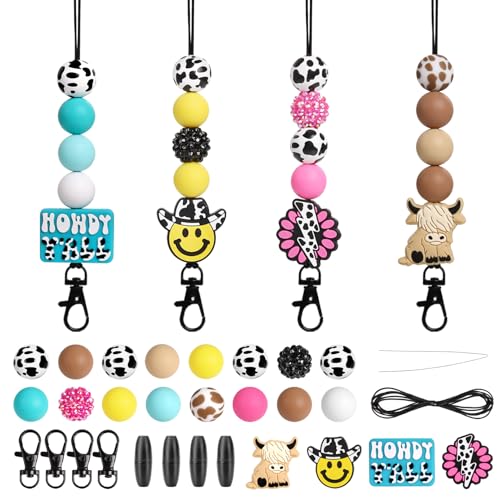 MUBYOK F01 Western Car Freshie Hangers Making Kit DIY Silicone Beads Hanging Charms Accessories Supplies - Image 1