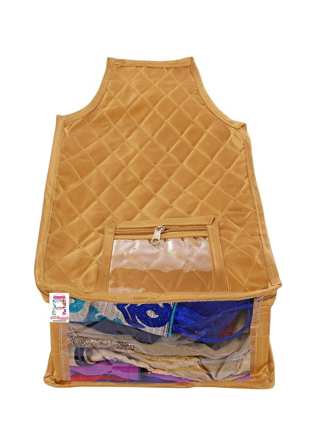 atorakushon® Satin Luggage Organizer For Travel Blouse Cover Clothes Storage Bag Garments Organiser For Wardrobe Pack of 2 (Golden) - Image 3
