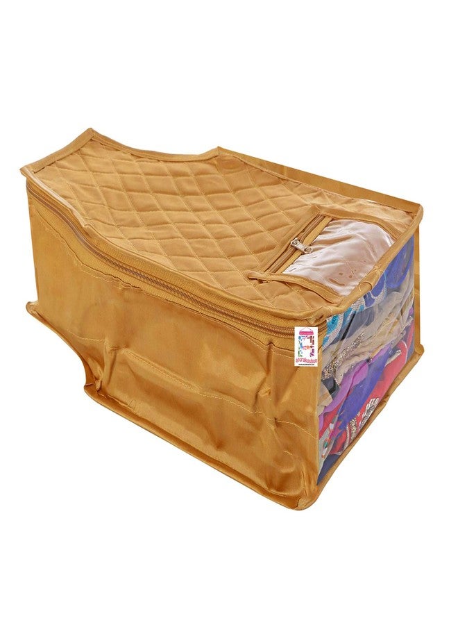 atorakushon® Satin Luggage Organizer For Travel Blouse Cover Clothes Storage Bag Garments Organiser For Wardrobe Pack of 2 (Golden) - Image 2