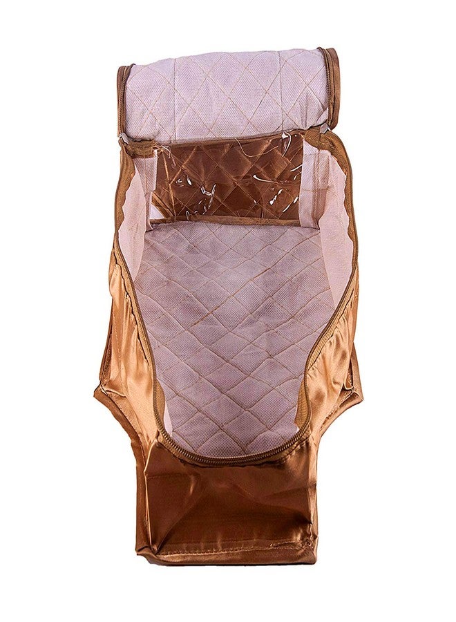 atorakushon® Satin Luggage Organizer For Travel Blouse Cover Clothes Storage Bag Garments Organiser For Wardrobe Pack of 2 (Golden) - Image 4