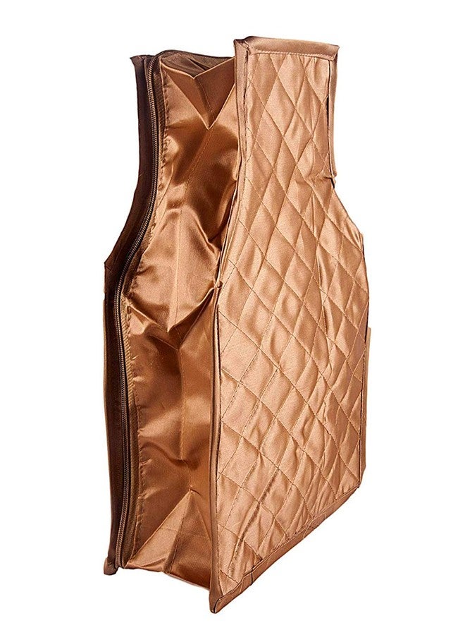 atorakushon® Satin Luggage Organizer For Travel Blouse Cover Clothes Storage Bag Garments Organiser For Wardrobe Pack of 2 (Golden) - Image 5