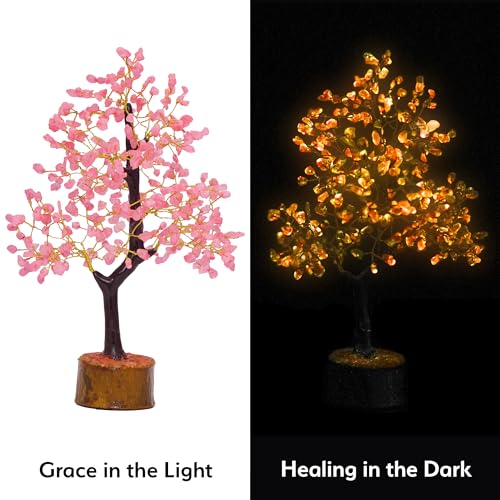 Crystiglow Glow in The Dark Rose Quartz Crystal Tree – 10 Inch, 300 Stone Beads | Original Rose Quartz Tree for Love, Positivity & Harmony – Handmade Crystal Décor & Spiritual Gift - Image 2
