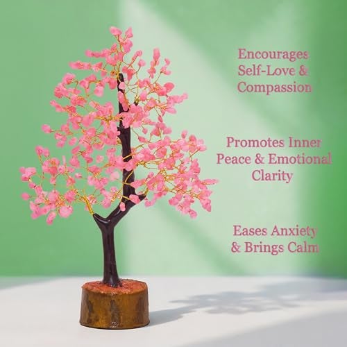 Crystiglow Glow in The Dark Rose Quartz Crystal Tree – 10 Inch, 300 Stone Beads | Original Rose Quartz Tree for Love, Positivity & Harmony – Handmade Crystal Décor & Spiritual Gift - Image 4