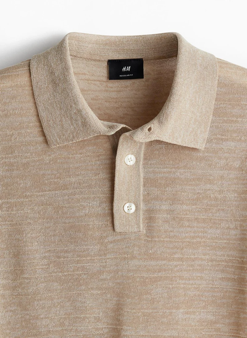 H&M Regular Fit Fine-Knit Polo Shirt