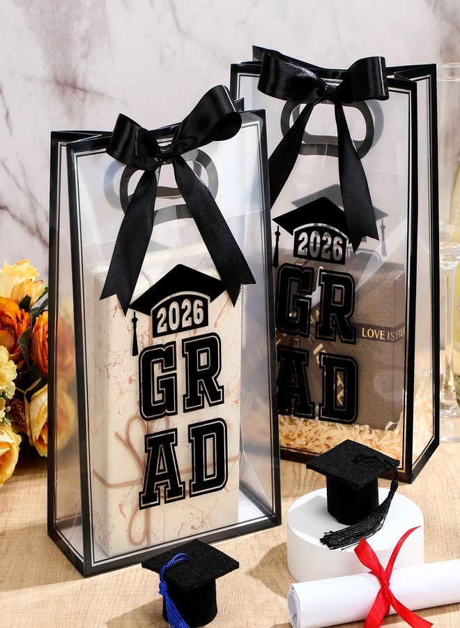Aliceset Black 12 Pcs 2026 Clear Graduation Gift Bags Class of 2026 Grad Bags with Ribbon Die Cut Handles Plastic Graduation Gifts Wrapping for School Grad Party Decor Supplies, 7x10x3.15 Inch - Image 4