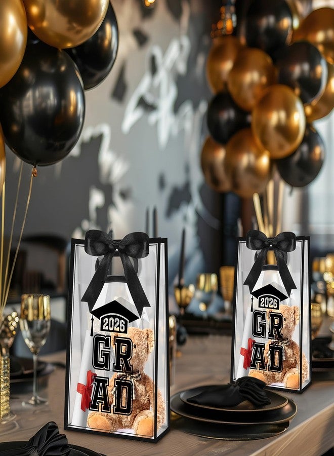 Aliceset Black 12 Pcs 2026 Clear Graduation Gift Bags Class of 2026 Grad Bags with Ribbon Die Cut Handles Plastic Graduation Gifts Wrapping for School Grad Party Decor Supplies, 7x10x3.15 Inch - Image 5