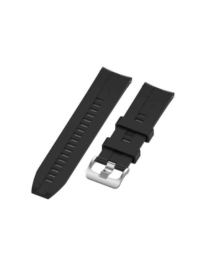 Silicone Strap 22mm For Galaxy Watch 3 45mm / Huawei Watch 3 / 3 Pro / GT2 Pro / GT3 46mm - Black - Image 2