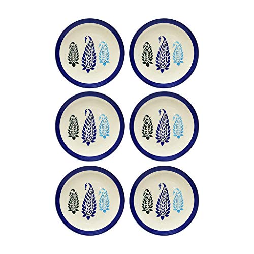 Caffeine Ceramic Handmade Blue boota Quarter Plate 7”(Set of 6) - Image 5