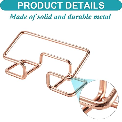 MXOAZNE Business Card Holder for Desk, Cute Business Card Display, Modern Business Card Organizer, Desktop Business Card Holder for Women, 2 Pack, Rose Gold - Image 5