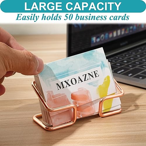 MXOAZNE Business Card Holder for Desk, Cute Business Card Display, Modern Business Card Organizer, Desktop Business Card Holder for Women, 2 Pack, Rose Gold - Image 4