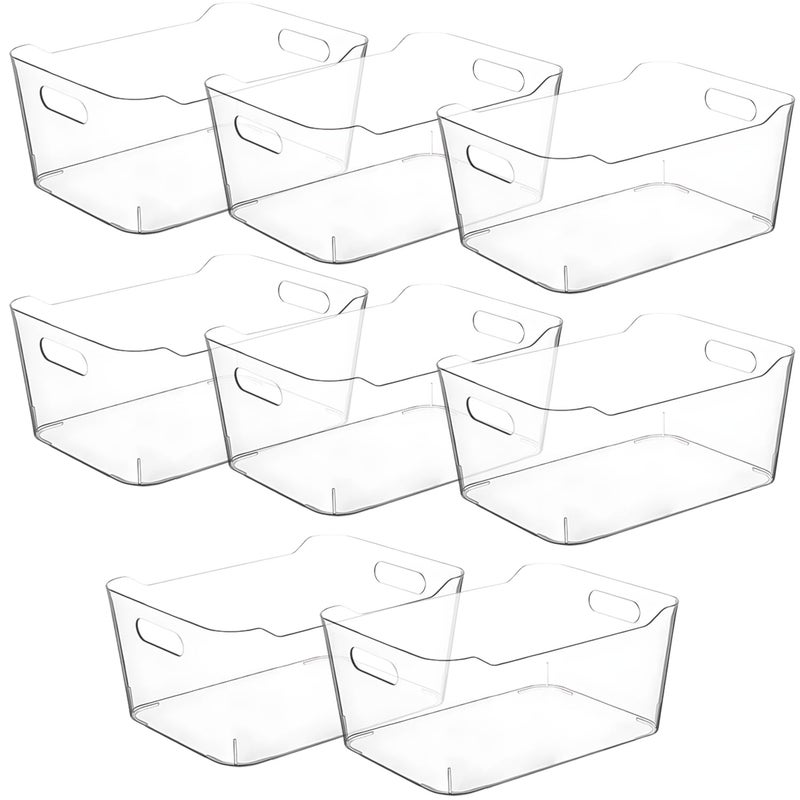 Clear storage organizer bins Medium Kitchen Cabinet Organizers and Storage Baskets Pantry Fridge Containers for Organizing Cabinet Organization Perfect for Foods Snacks Chips Vitamin spices