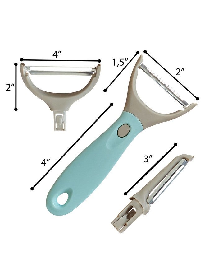 Bahoki Essentials 3 Piece Peeler Set - Stainless Steel Trio Vegetable and Fruit Peeler - Interchangeable Multifunctional Cutter Slicer - Julienne Cut, Shredder, Peelers - Home Kitchen Gadgets - Image 5