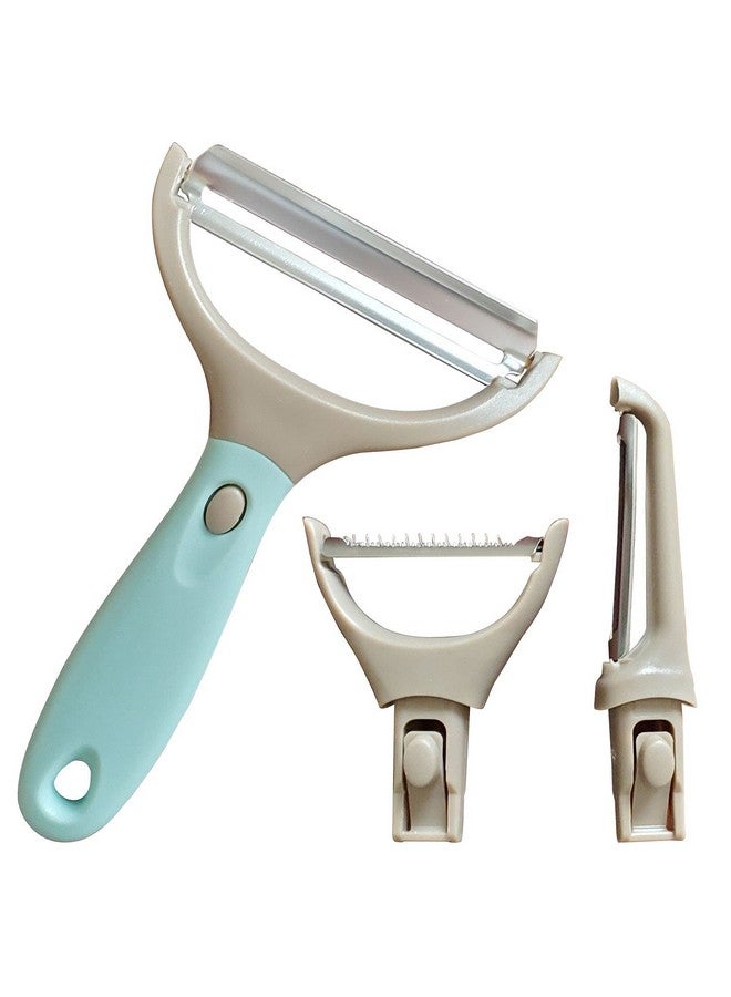 Bahoki Essentials 3 Piece Peeler Set - Stainless Steel Trio Vegetable and Fruit Peeler - Interchangeable Multifunctional Cutter Slicer - Julienne Cut, Shredder, Peelers - Home Kitchen Gadgets - Image 1