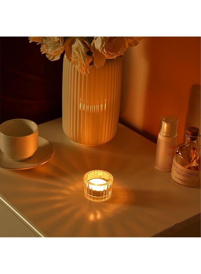 إيروريكس 24 قطعة من حاملات الشموع الزجاجية الشفافة لحفلات الزفاف، حاملات الشموع الزجاجية الشفافة، زينة أكواب الشموع الشايية السائبة، حاملات الشموع الشمعية العلاجية، أكواب فارغة، أكواب الشموع الزجاجية السميكة - Image 5