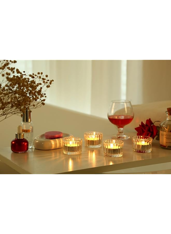 إيروريكس 24 قطعة من حاملات الشموع الزجاجية الشفافة لحفلات الزفاف، حاملات الشموع الزجاجية الشفافة، زينة أكواب الشموع الشايية السائبة، حاملات الشموع الشمعية العلاجية، أكواب فارغة، أكواب الشموع الزجاجية السميكة - Image 4