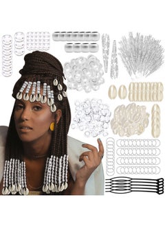 RechicGu 454 Pcs Locs Hair Braids Jewelry Dreadlock Goddess Clear Beads Dreadlocks Accessories Loc Beard Tube Beads African Decoration (Silver)  - Image 1