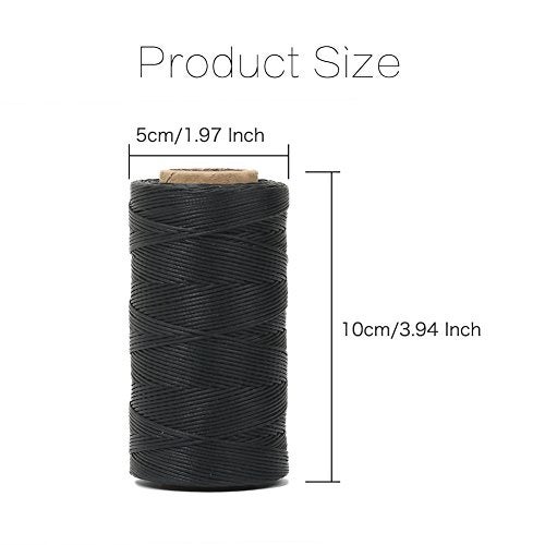 Tenn Well Waxed Thread, 328 Yards 150D 1MM Leather Sewing Waxed Thread with Needles for Leather Projects, Book Binding, Shoe Repairing, DIY Crafts (Black) - Image 3
