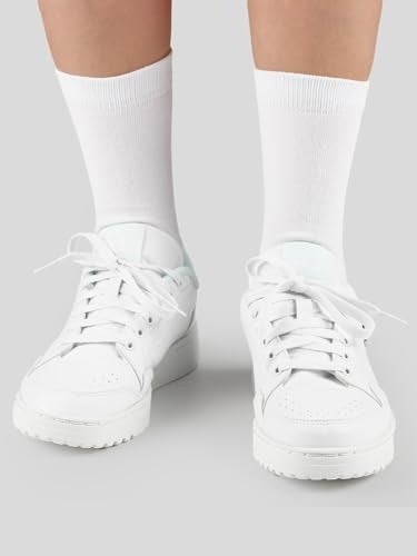 COTTON DAY Unisex Little Kids Youth Boys Girls Soft Cotton Crew Dress Socks Seamless Toe 6 Pack 10-12 years Plain White XL (12) - Image 5