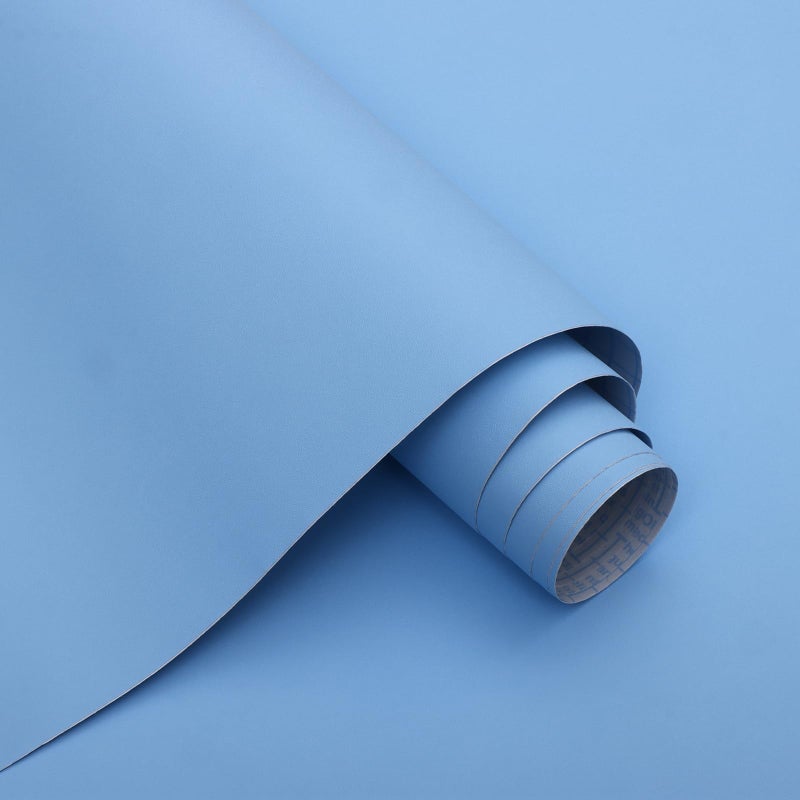 Micpolo 15.7"" X 787"" Light Blue Peel And Stick Wallpaper Blue Contact Paper Waterproof Self Adhesive Wallpaper Removable Easy To Clean Vinyl Decorative For Desk Wallcovering Furniture Cabinet
