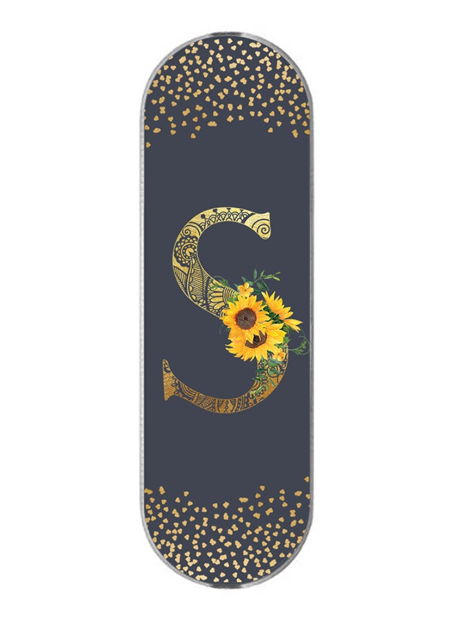 Stylizedd 3-In-1 Universal Mobile Phone Grip Holder- Custom Monogram Initial Letter Mandala Floral Pattern Alphabet - S (Grey)