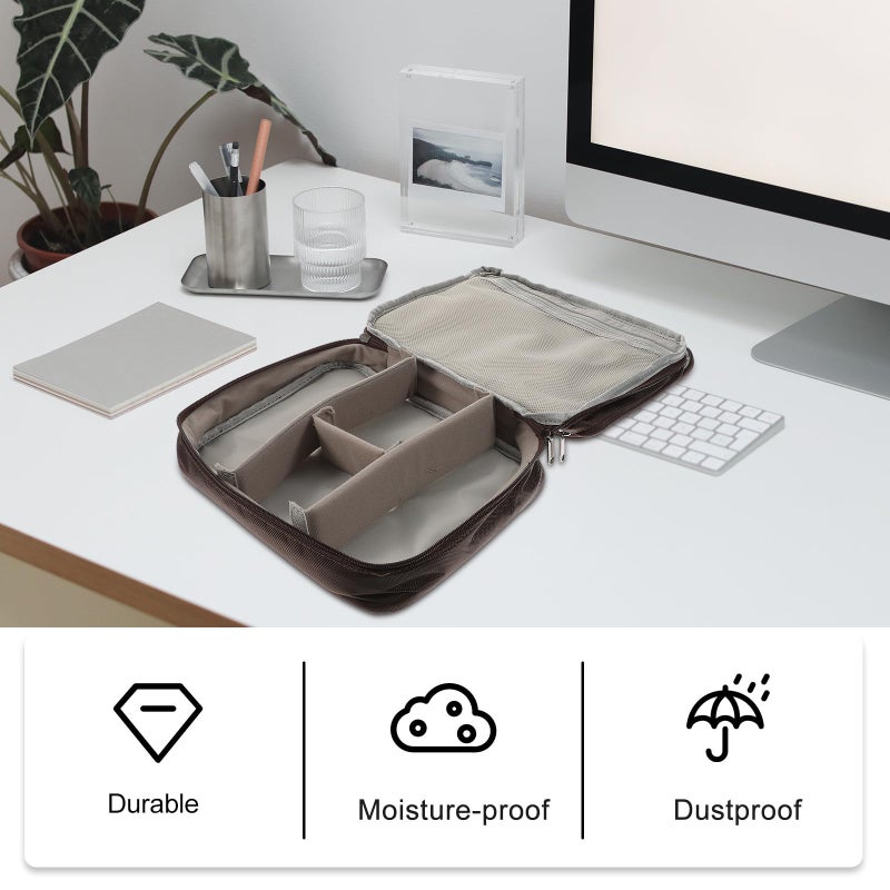 Triple Layer Travel Organizer Bag For Electronic Accessories Coffee Color Cable Charger Case - Image 4
