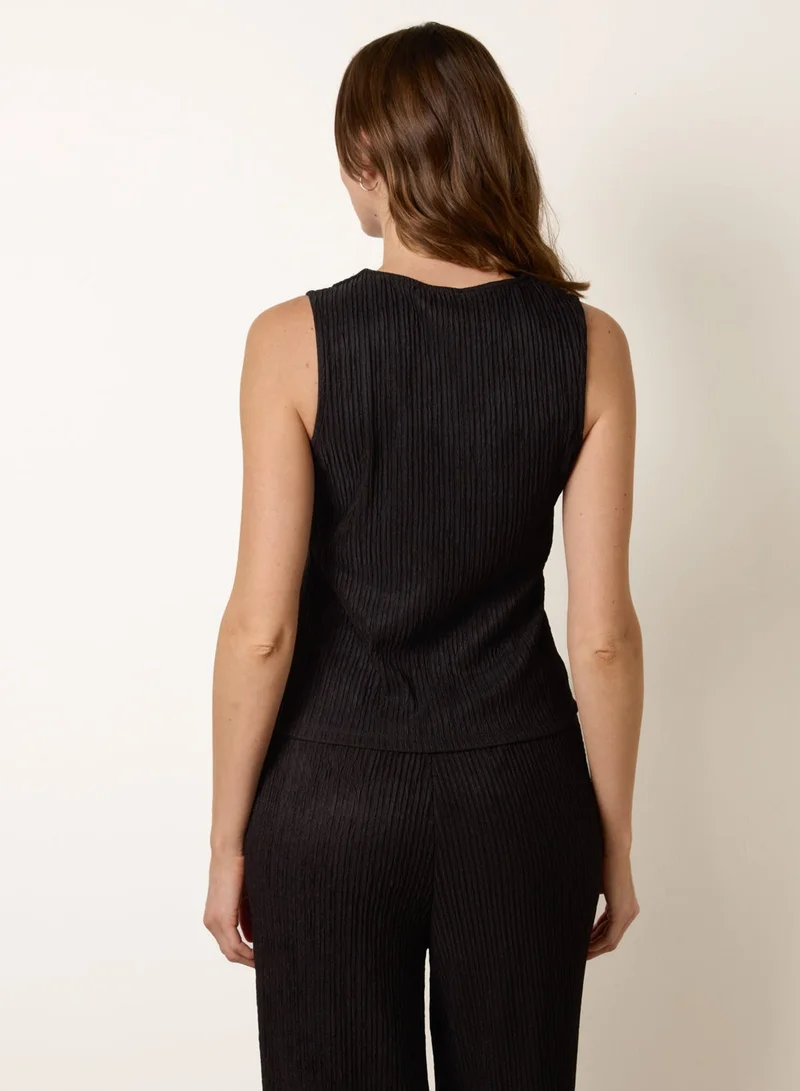 بلو فانيلا Crew Neck Button Through Vest