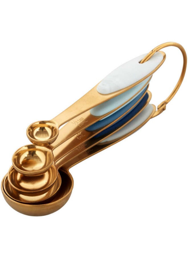 Wilton أكواب قياس nesting زرقاء وذهبية من ويلتون مع حلقة تثبيت، 4 قطع  - Image 1