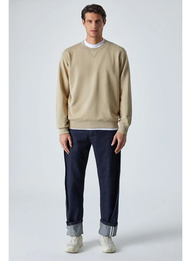 GRIMELANGE BONELL Men's 100% Cotton Relaxed Bike Neck Long Sleeve Vizon Sweatshirt.