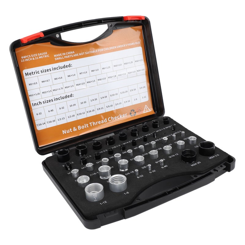 Nut And Bolt Thread Checker Premium Aluminum High Accuracy Testing Thread Gauge - Portable With Storage Box Thread Size Gauge For Automotive Repair Plumbing Industrial Maintenance - Image 2