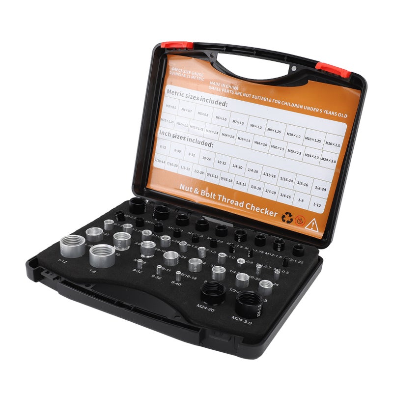Nut And Bolt Thread Checker Premium Aluminum High Accuracy Testing Thread Gauge - Portable With Storage Box Thread Size Gauge For Automotive Repair Plumbing Industrial Maintenance - Image 3