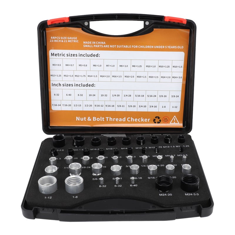 Nut And Bolt Thread Checker Premium Aluminum High Accuracy Testing Thread Gauge - Portable With Storage Box Thread Size Gauge For Automotive Repair Plumbing Industrial Maintenance - Image 1